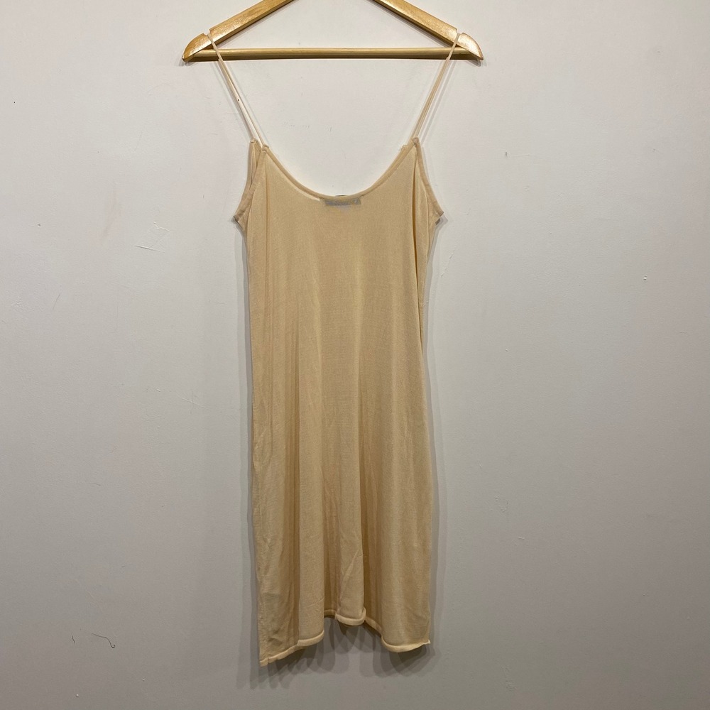 Zara Women Beige Sheer Knit Slip Dress Beach Coverup Spaghetti Strap Large